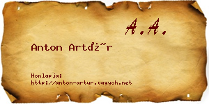 Anton Artúr névjegykártya
